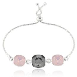 Bratara argint, Bratara Swarovski Crystals Triple Square Crystal-Rose Water Opal + CADOU Laveta curatat bijuteriile din argint (Bratara Criando Bijoux)