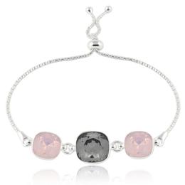 Bratara argint, Bratara Swarovski Crystals Triple Square Crystal-Rose Water Opal + CADOU Laveta curatat bijuteriile din argint (Bratara Criando Bijoux)