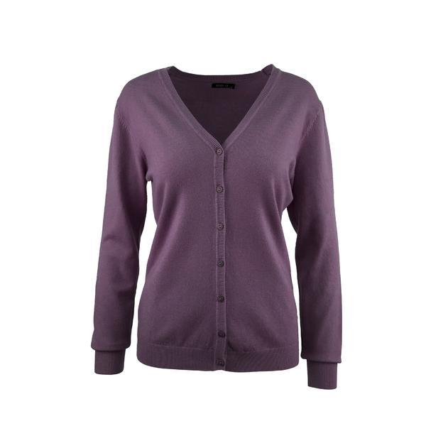 Cardigan tricotat fin, inchidere cu 7 nasturi, mov, s-m