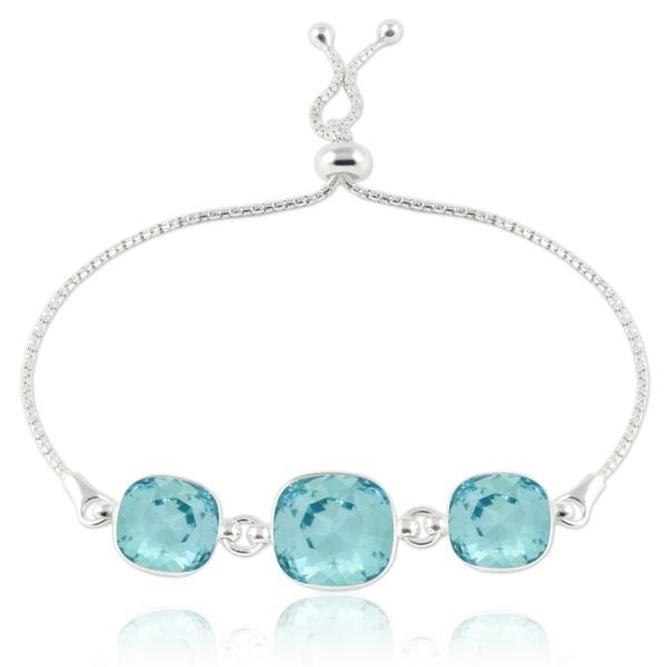 Bratara argint, Bratara Swarovski Crystals Triple Square Light Turquoise + CADOU Laveta curatat bijuteriile din argint (Bratara Criando Bijoux)