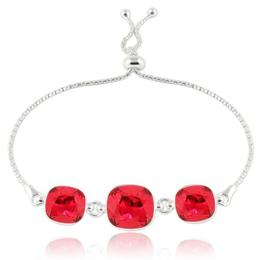 Bratara argint, Bratara Swarovski Crystals Triple Square Scarlet + CADOU Laveta curatat bijuteriile din argint (Bratara Criando Bijoux)