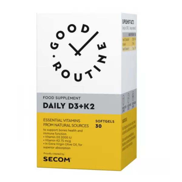 Daily Vitamina D3 + K2 Good Routine Secom, 30 capsule