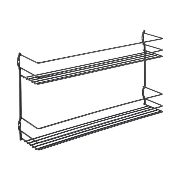 Suport pentru condimente cu 2 nivele Pepito Lava, negru, 36x8x19 cm