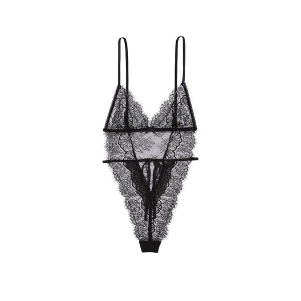 Costum Sexy, Victoria's Secret, Unlined Corded Lace Teddy, Black, Marime M