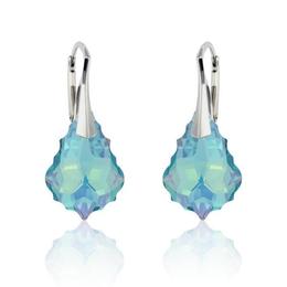 Cercei argint, Cercei Swarovski Crystals Baroque Aquamarine AB 22mm (Bijuterii Argint)