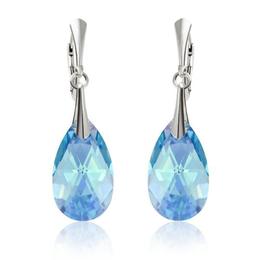 Cercei argint, cercei swarovski pear aquamarine ab 22mm (bijuterii argint)