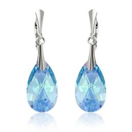 Cercei argint, Cercei Swarovski Pear Aquamarine AB 22mm (Bijuterii Argint)