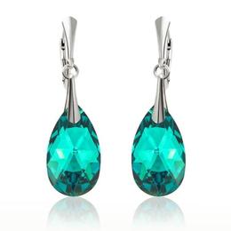 Cercei argint, Cercei Swarovski Pear Blue Zircon CAL 22mm (Bijuterii Argint)