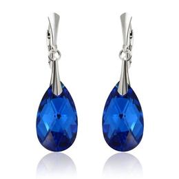 Cercei argint, Cercei Swarovski Pear Capri Blue CAL 22mm (Bijuterii Argint)