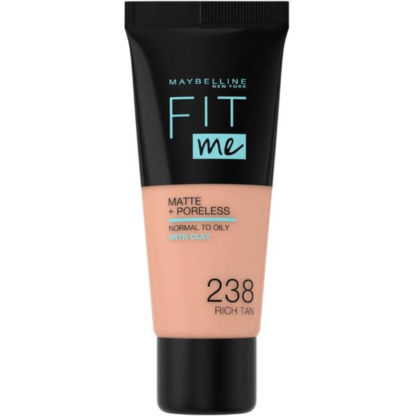 Fond de Ten – Maybelline Fit Me! Matte + Poreless Normal to Oily Skin, nuanta 238 Rich Tan, 30 ml #238