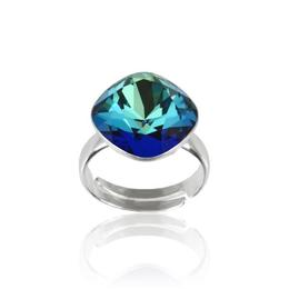 Inel argint, Inel Swarovski Cushion Cut Bermuda Blue 12mm (Bijuterii Argint)