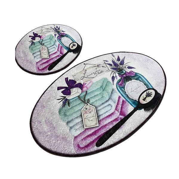 Set 2 covorase de baie lavanta, multicolor, 60x100/50x60cm