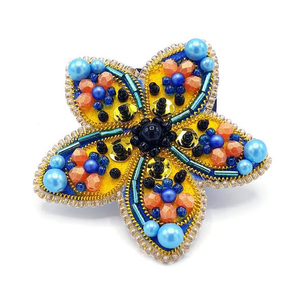 Brosa floare brodata stil mandala multicolor, zia fashion, bliss