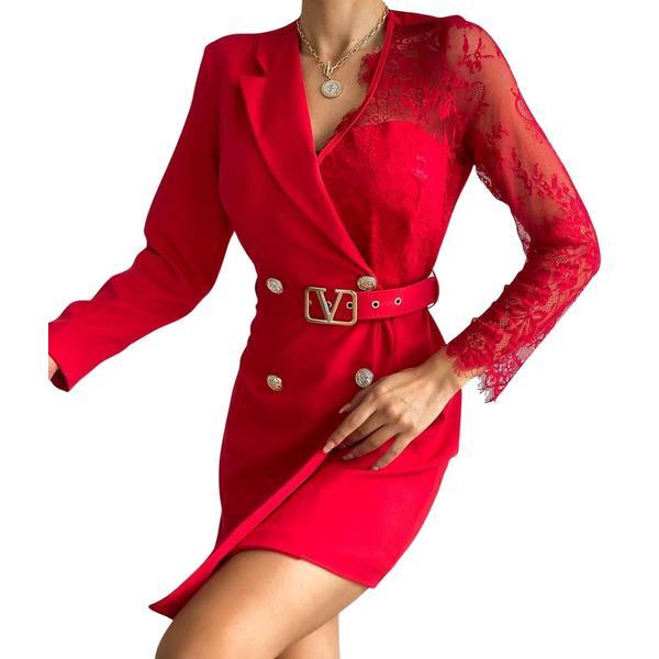 Rochie tip sacou, rosu, 38