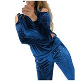 Compleu velvet Star, Albastru, 2xl-3xl