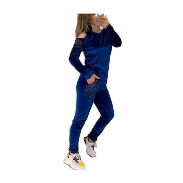 Compleu velvet star, albastru, l-xl