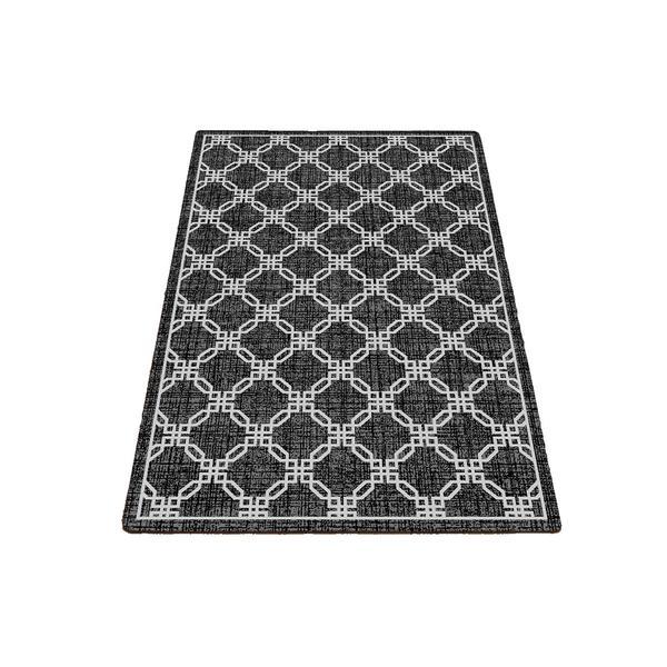 Covor pentru bucatarie chain, negru-alb, 80x150cm