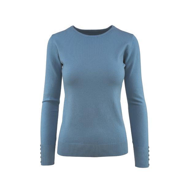 Pulover, univers fashion, tricotat fin, albastru cobalt, m-l