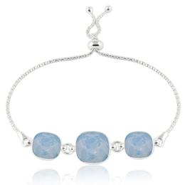 Bratara argint, Bratara Swarovski Crystals Triple Square Blue Opal + CADOU Laveta curatat bijuteriile din argint (Bratara Criando Bijoux)