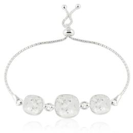 Bratara argint, Bratara Swarovski Crystals Triple Square Crystal Clear + CADOU Laveta curatat bijuteriile din argint (Bratara Criando Bijoux)