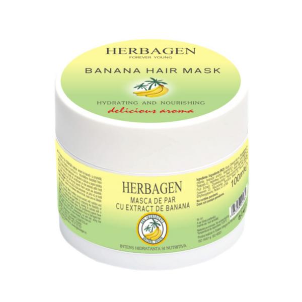 Masca de par cu extract de banana - Herbagen Banana Hair Mask Hydrating and Nourishing, 100ml