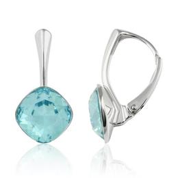 Cercei argint, Cercei Swarovski Cushion Cut Light Turquoise 10mm (Bijuterii Argint)