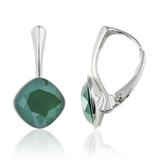 Cercei argint, Cercei Swarovski Cushion Cut Royal Green 10mm (Bijuterii Argint)