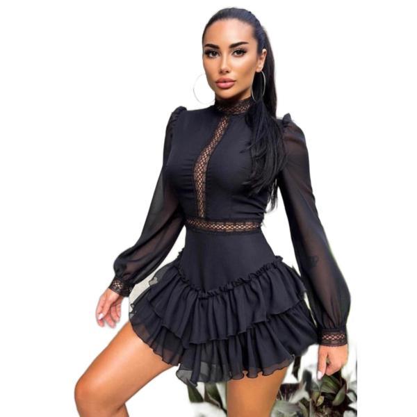Rochie scurta black rose, negru, l