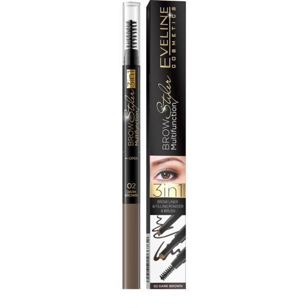 Creion multifunctional pentru sprancene Eveline Cosmetics, Brow Styler, 02 dark brown, 7g Brow imagine noua