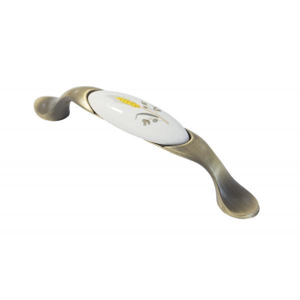 Maner ceramica model W0520, 96 mm, finisaj antic auriu/spic de grau