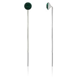 Cercei din argint cu lantisor si Swarovski Crystals Xirius Emerald 8mm