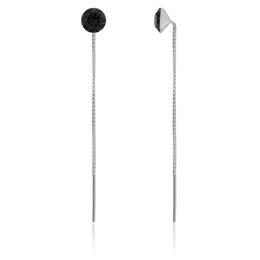 Cercei din argint cu lantisor si Swarovski Crystals Xirius Graphite 8mm