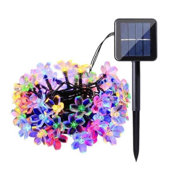Ghirlanda luminoasa solara decorativa, incarcare solara, 50 flori, 5m, multicolor