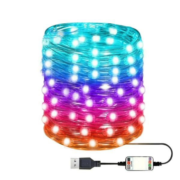 Instalatie de craciun smart cu 100 leduri rgb si control bluetooth prin aplicatie, 10 m