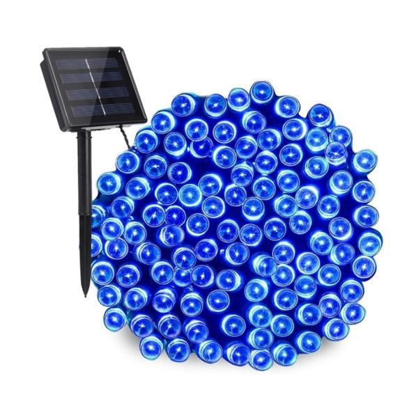 Instalatie solara decorativa exterior cu incarcare solara, 20 m, 200 led-uri, albastru