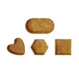 Set 4 tavi decorative din beton, efect marble, culoare galben/rosu teracota