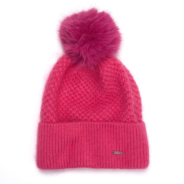 fes tricotat din angora si casmir roz fuchsia