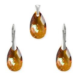 Set argint, Set Swarovski Pear Copper 22mm