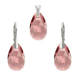 Set argint, Set Swarovski Pear Light Rose 22mm