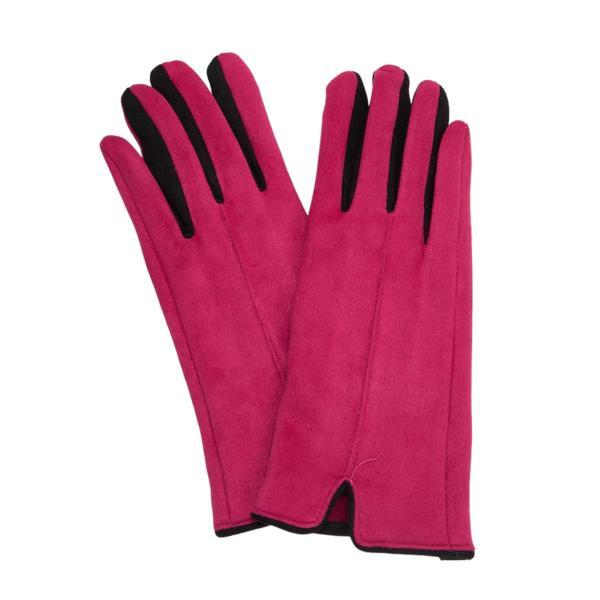 Manusi tactile fuchsia combinat cu negru