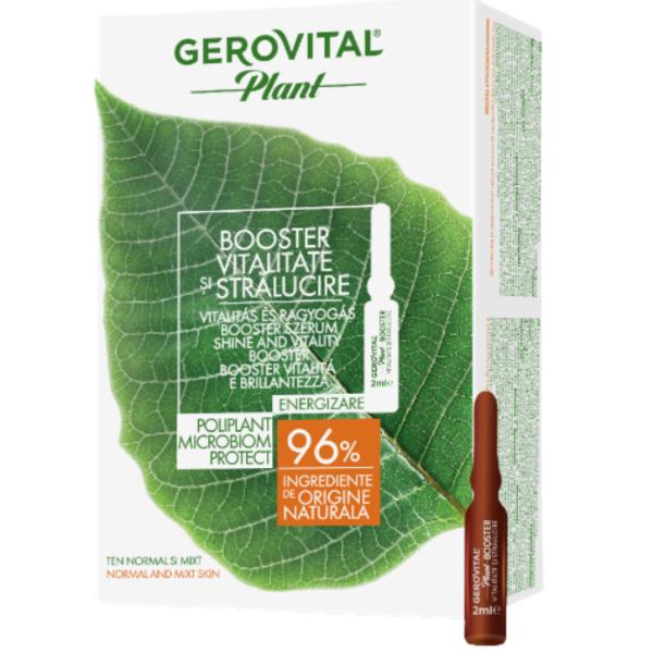 Fiole booster vitalitate si stralucire gerovital plant microbiom protect, 10 fiole x 2ml