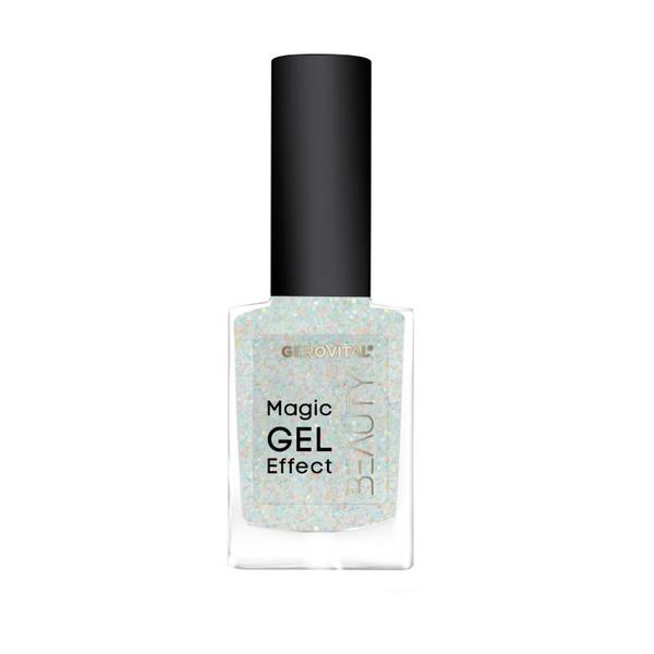 Lac pentru Unghii - Gerovital Beauty Magic Gel Effect, nuanta 20 Alb Lucios Sclipici, 11 ml