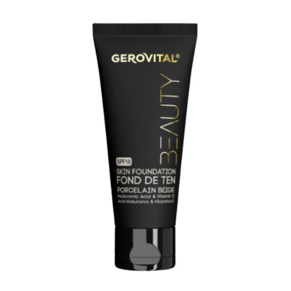 Fond de ten cu acid hialuronic si vitamina e - gerovital beauty skin foundation nuanta porcelain beige, 30ml