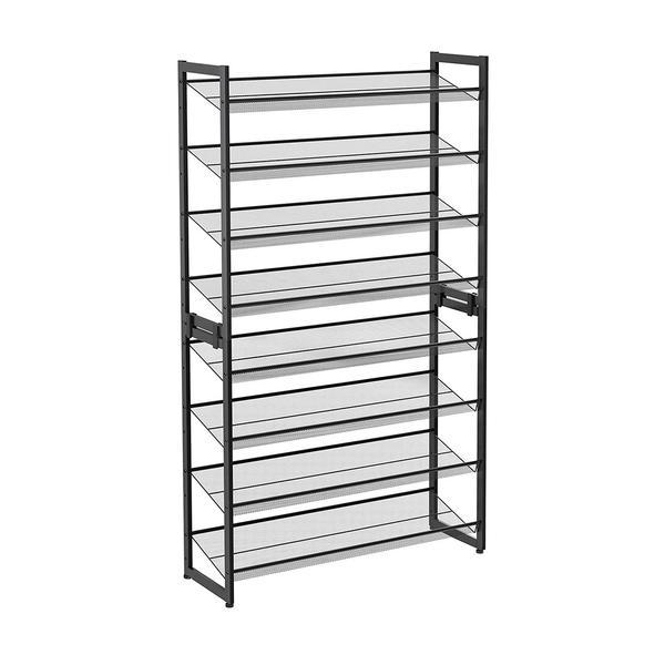 Raft pantofi  cu 8 etajere ( 2 x 4 ) , Ajustabil, Metal, Negru
