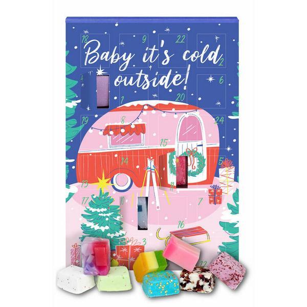 Set cadou Calendar Baby It's Cold Ouside Advent, 24 mini-bile de baie si mini-sapunuri, Bomb Cosmetics Advent