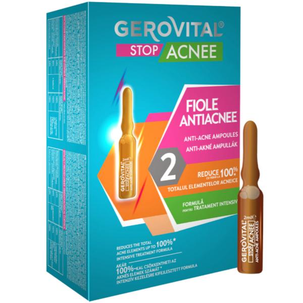 Fiole Antiacnee – Gerovital Stop Anti-Acne Ampoules, 10 fiole x 2ml 2ml imagine noua