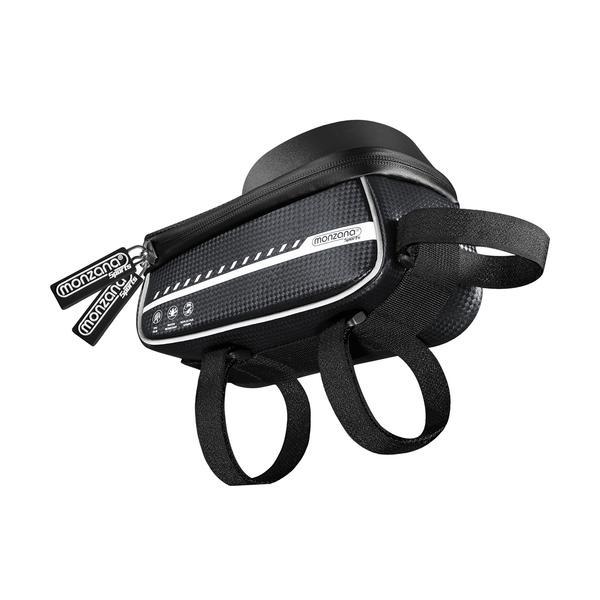 Geanta impremeabila  pentru cadru  bicicleta,  husa pentru telefon inclusa, compatibila cu telefoane pana la 17 cm lungime,  20 x 11,5 x 11 cm, Titan Grey