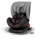 Scaun auto pentru copii, Linus, Pentru grupele de greutate 0-36 Kg, Tehnologie Isofix, Centura Top Tether, Protectie laterala, Rotire 360° grade, Cu pozitie de somn si tetiera reglabila, FreeON, Grey