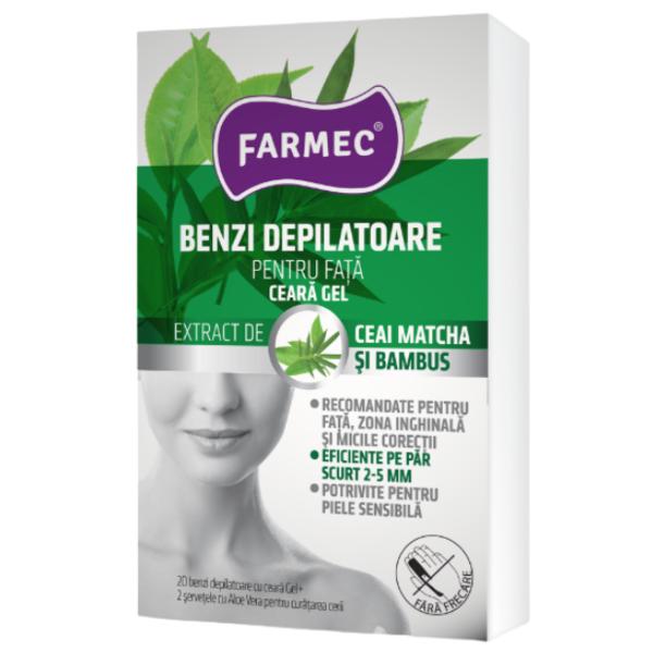 Benzi Depilatoare cu Ceara-Gel pentru Fata Farmec, 20buc