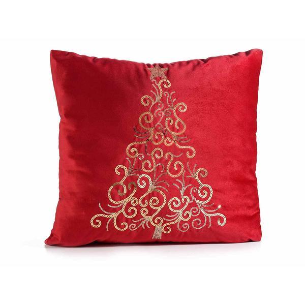 Set 2 perne craciun catifea rosu auriu 48x46 cm